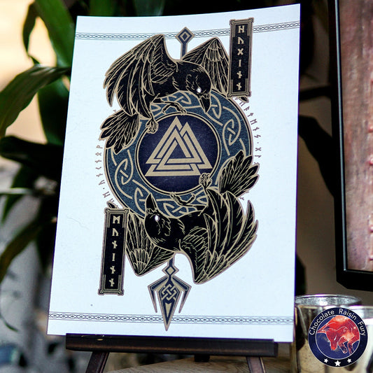 Odin's Ravens - A4 Silver Foil Print