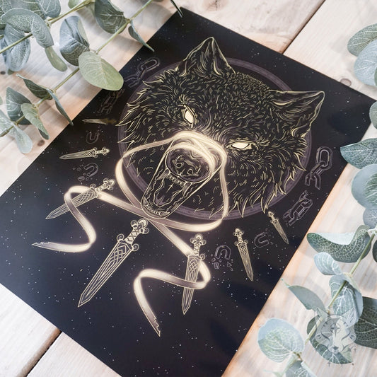Fenrir - A4 Gold Foil Print