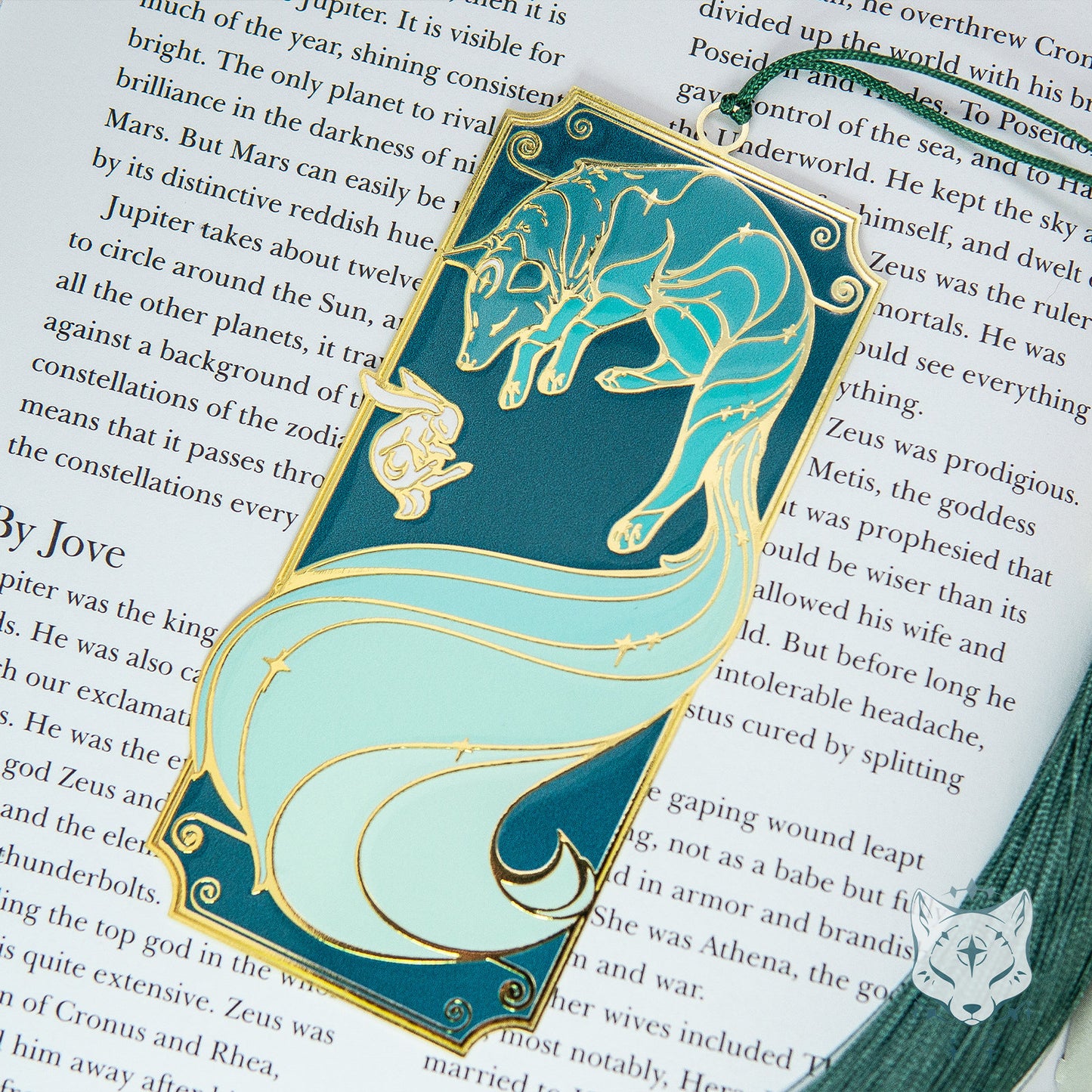 Green Galaxy Fox Metal Bookmark