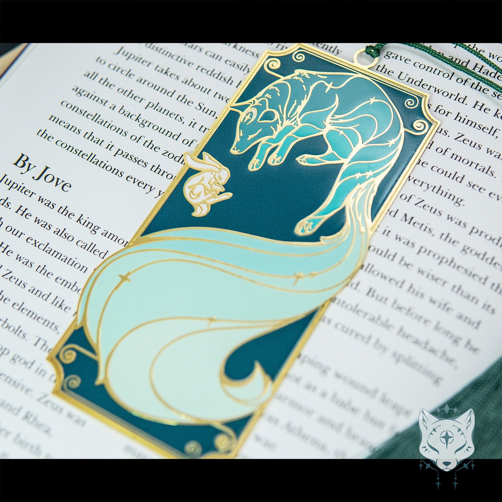 Green Galaxy Fox Metal Bookmark