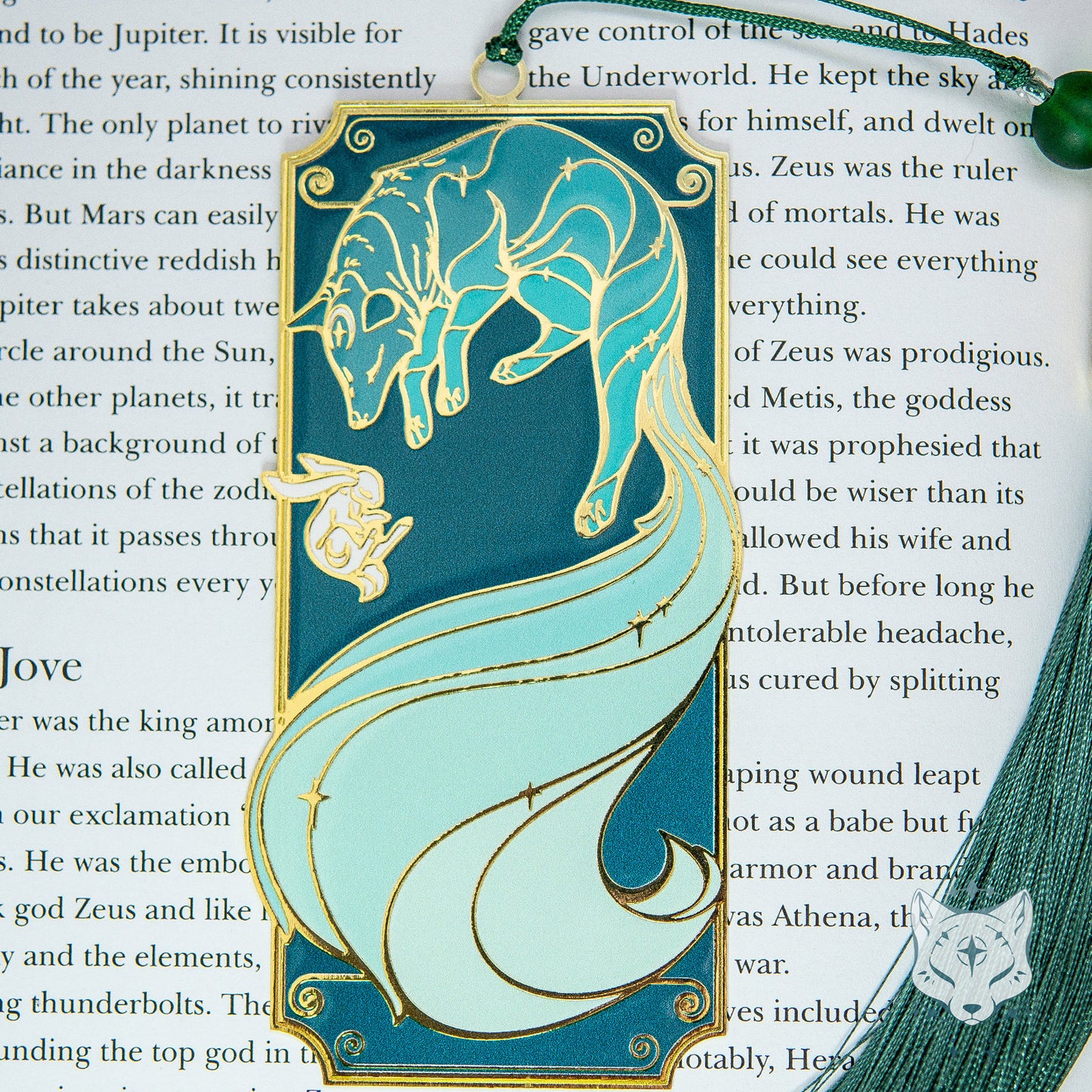Green Galaxy Fox Metal Bookmark