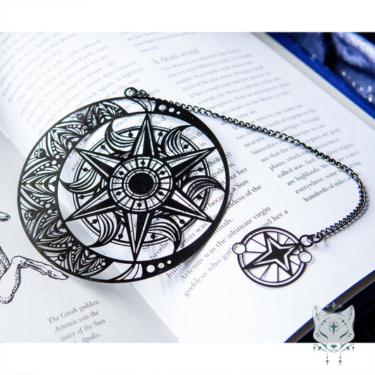 Black Celestial Mandala Metal Bookmark