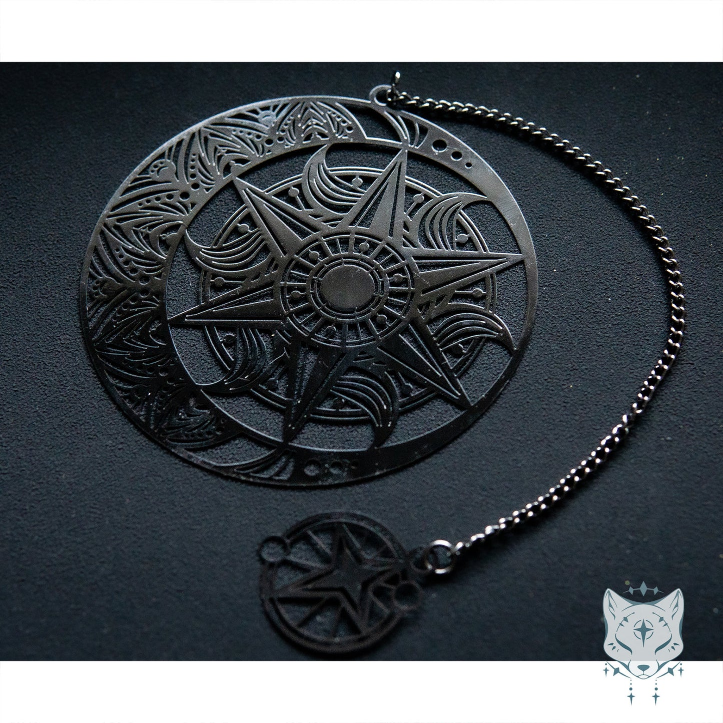 Black Celestial Mandala Metal Bookmark