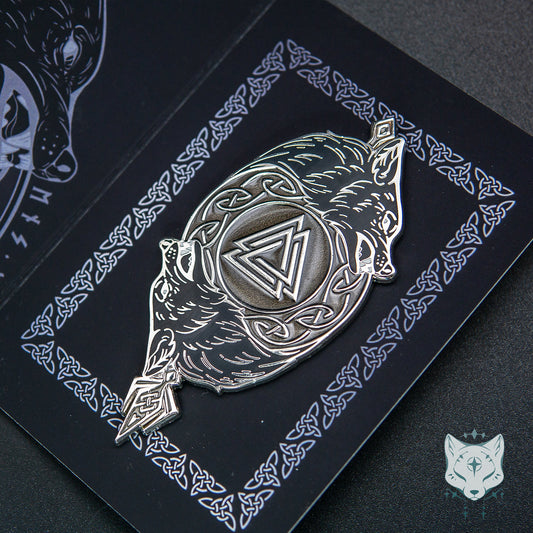 Odin's Wolves Enamel Pin - RETIRING Silver Variant - only 100 made - 3.3" / 84mm Enamel Pin, Geri and Freki, Norse Mythology