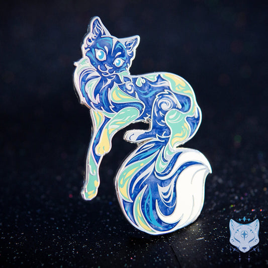Earth Day Cat Planet Pin - 65mm / 2.55" Space Cat enamel pin