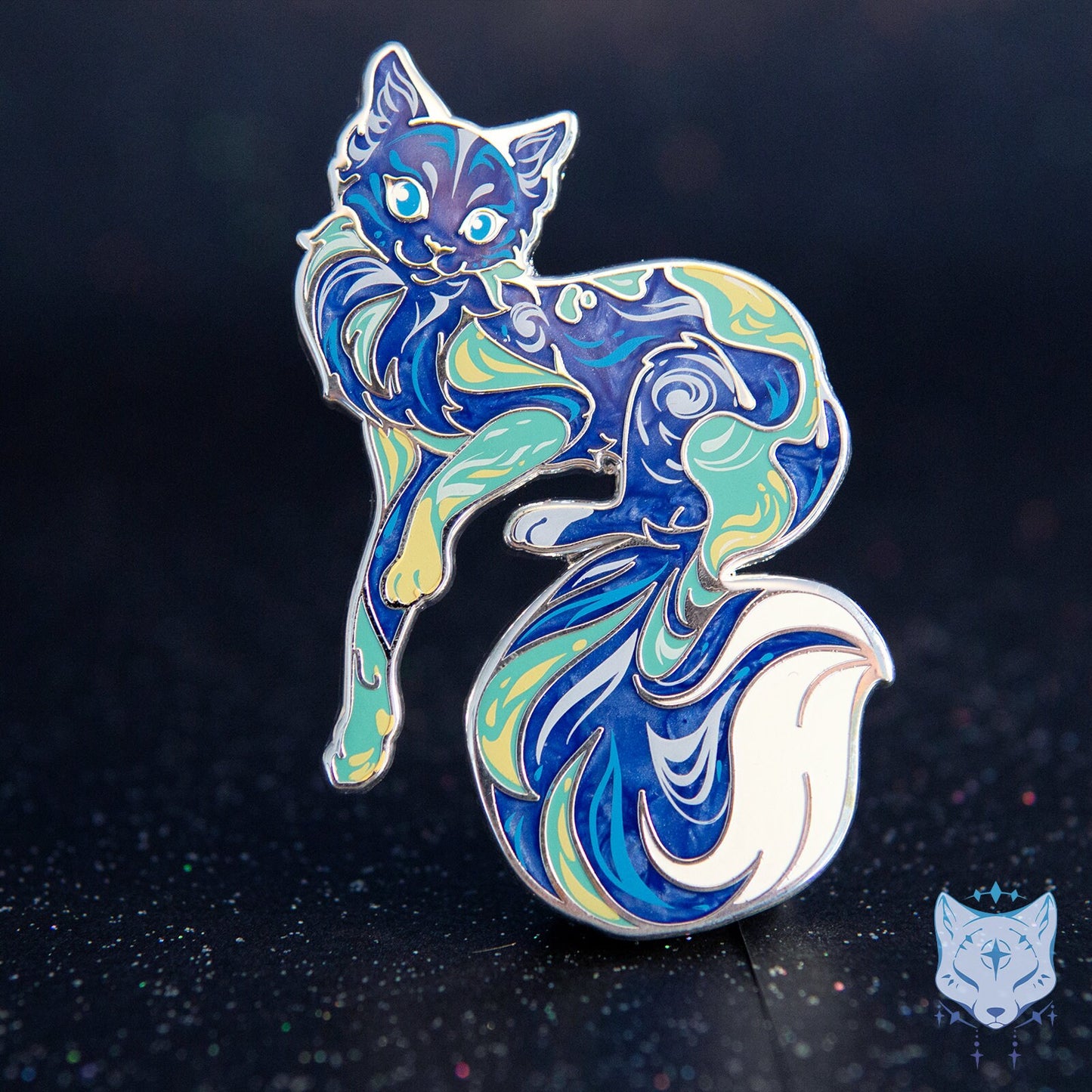 Earth Day Cat Planet Pin - 65mm / 2.55" Space Cat enamel pin