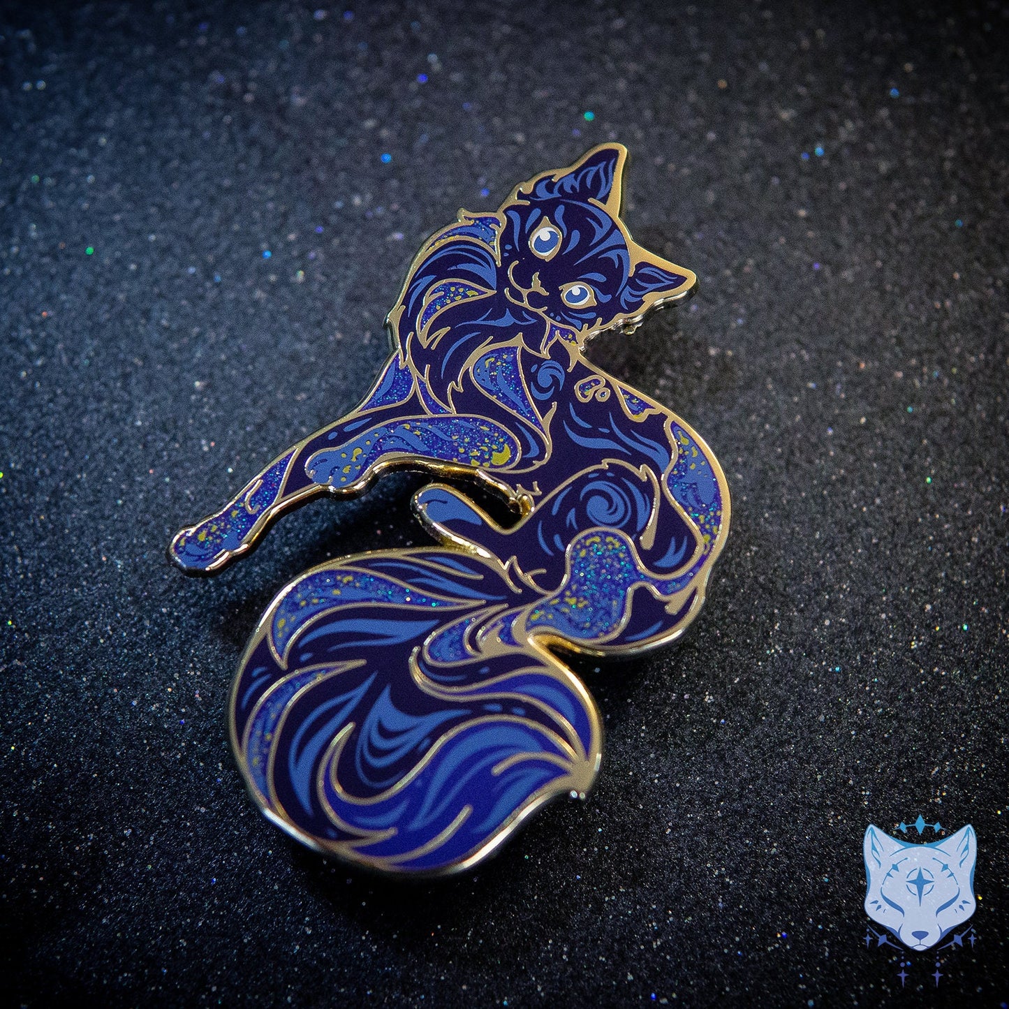 Earth Night Cat Planet Pin - 65mm / 2.55" Space Cat enamel pin