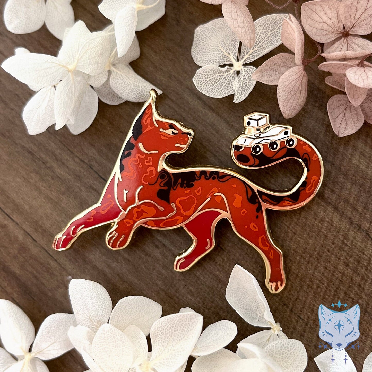 Mars & Rover Cat Planet Pin - 50mm / 1.96" Space Cat enamel pin