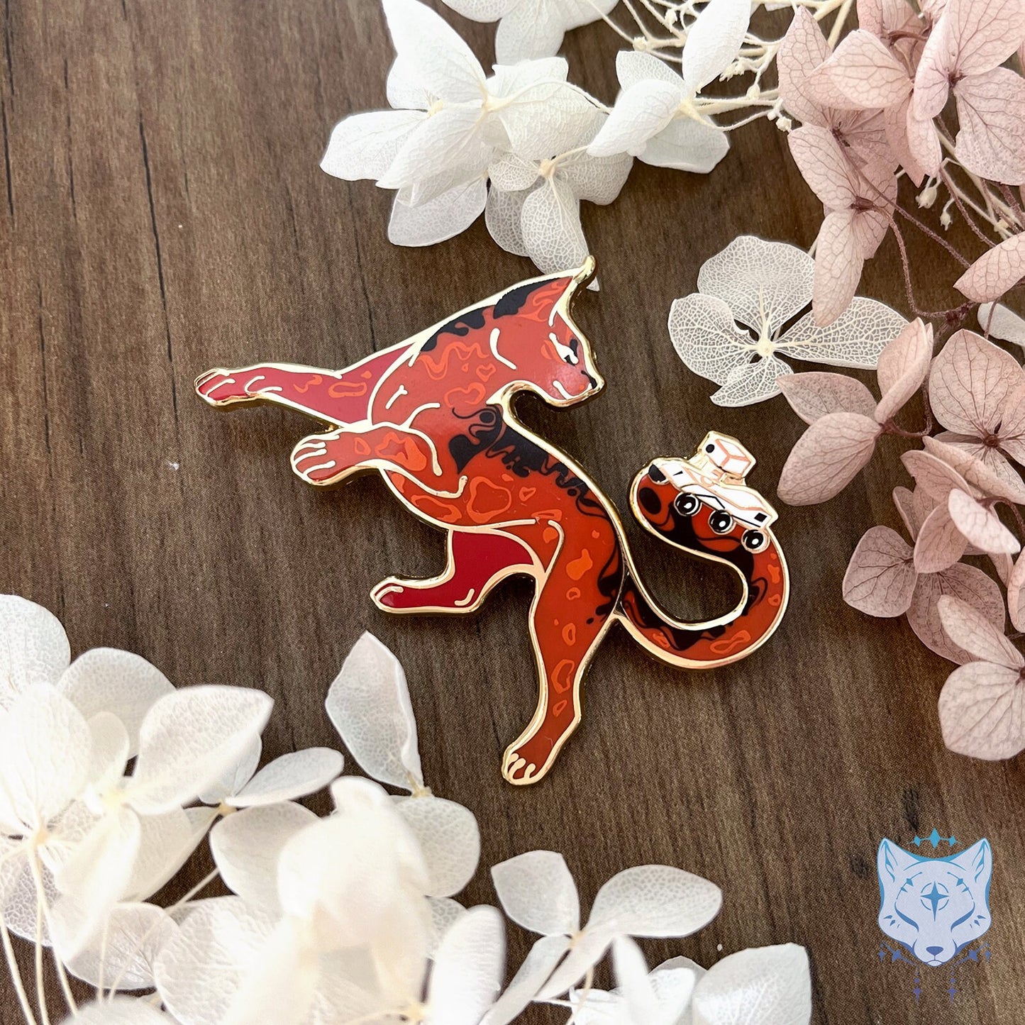 Mars & Rover Cat Planet Pin - 50mm / 1.96" Space Cat enamel pin
