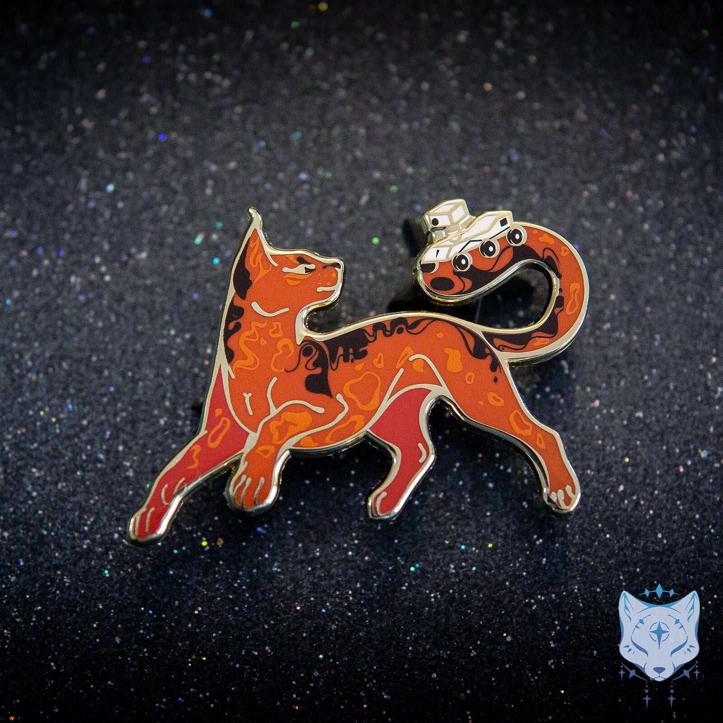 Mars & Rover Cat Planet Pin - 50mm / 1.96" Space Cat enamel pin