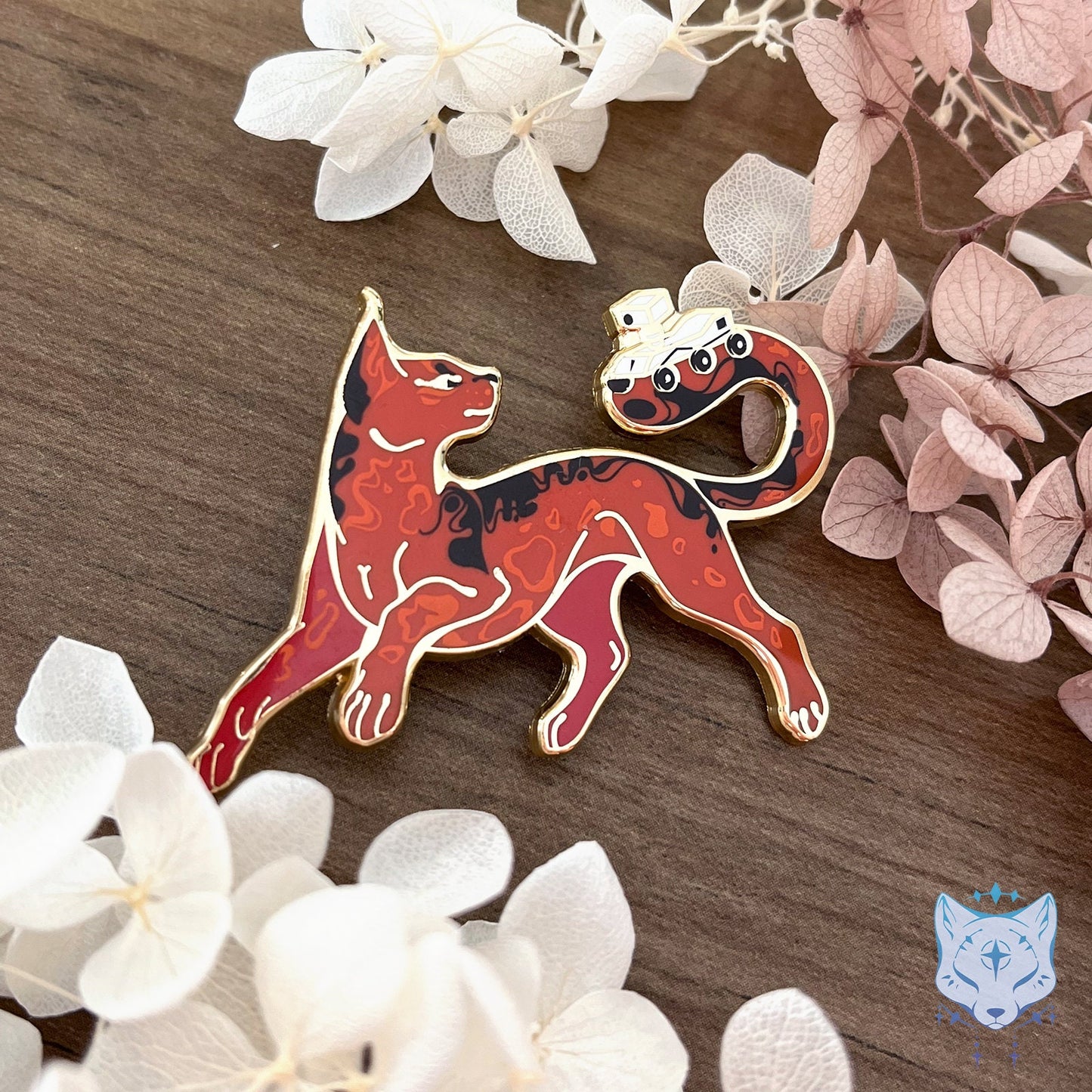 Mars & Rover Cat Planet Pin - 50mm / 1.96" Space Cat enamel pin