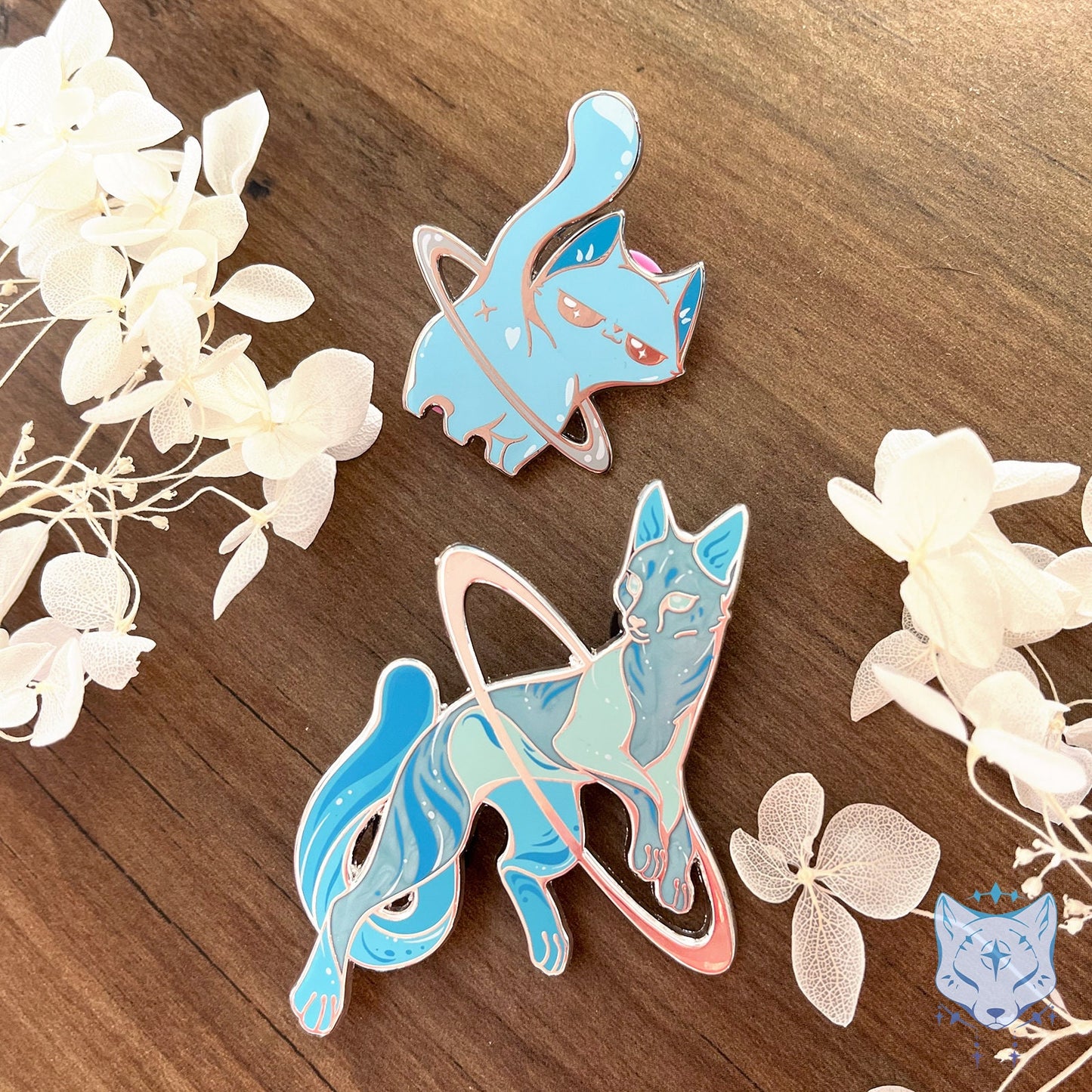Uranus Cat Planet Pin - 65mm / 2.55" Space Cat enamel pin