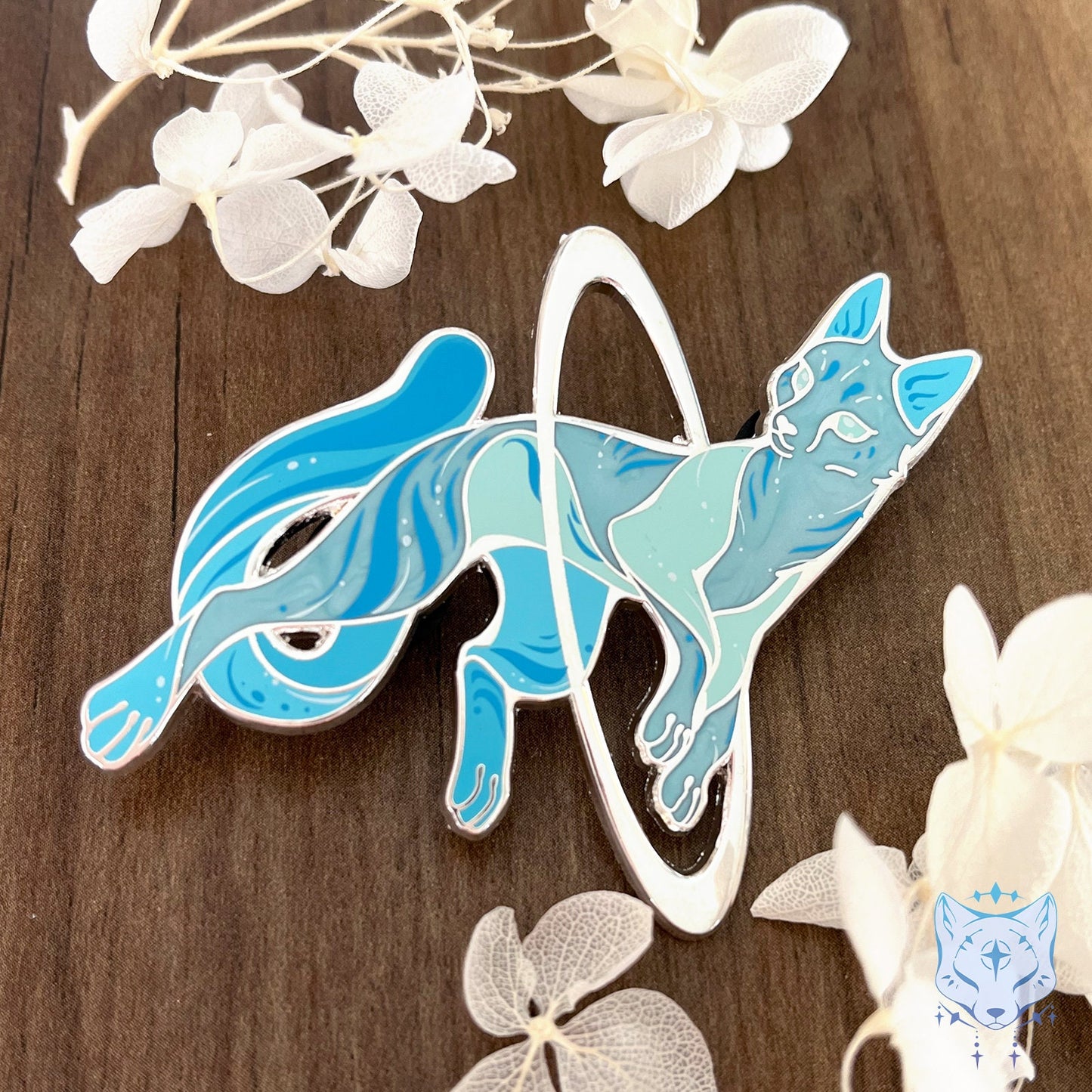 Uranus Cat Planet Pin - 65mm / 2.55" Space Cat enamel pin