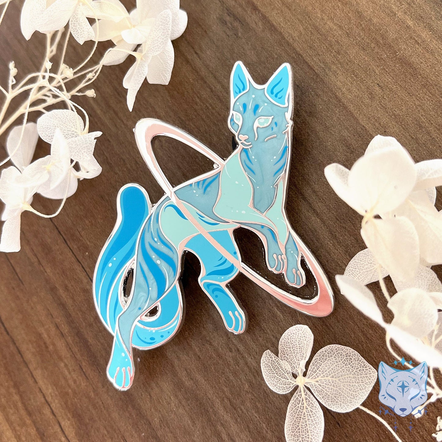 Uranus Cat Planet Pin - 65mm / 2.55" Space Cat enamel pin