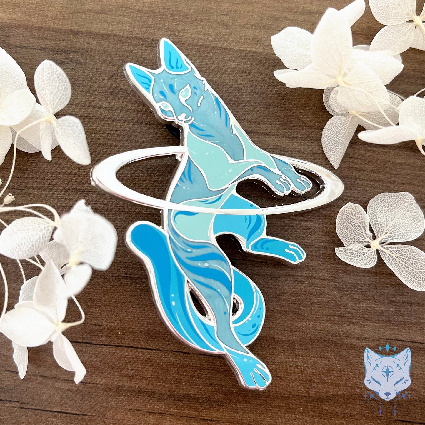 Uranus Cat Planet Pin - 65mm / 2.55" Space Cat enamel pin