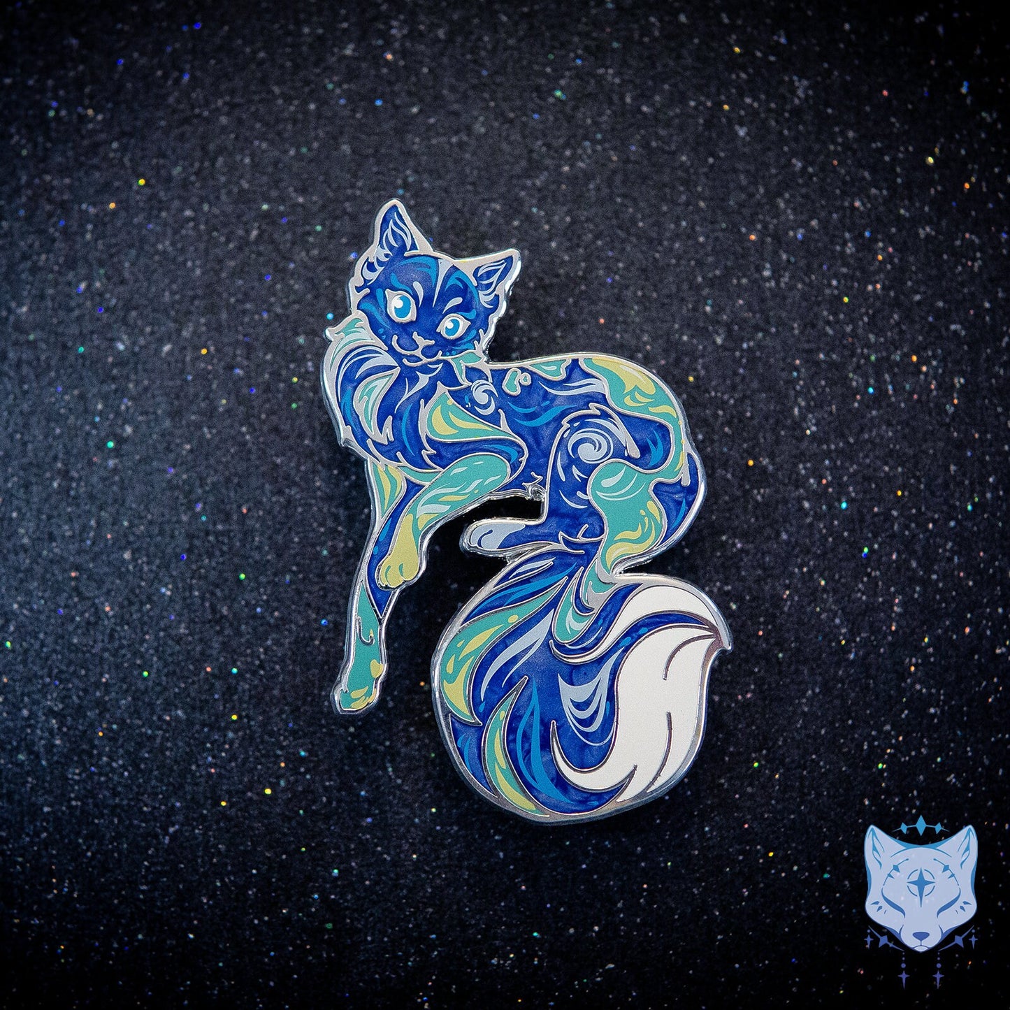 Earth Day Cat Planet Pin - 65mm / 2.55" Space Cat enamel pin