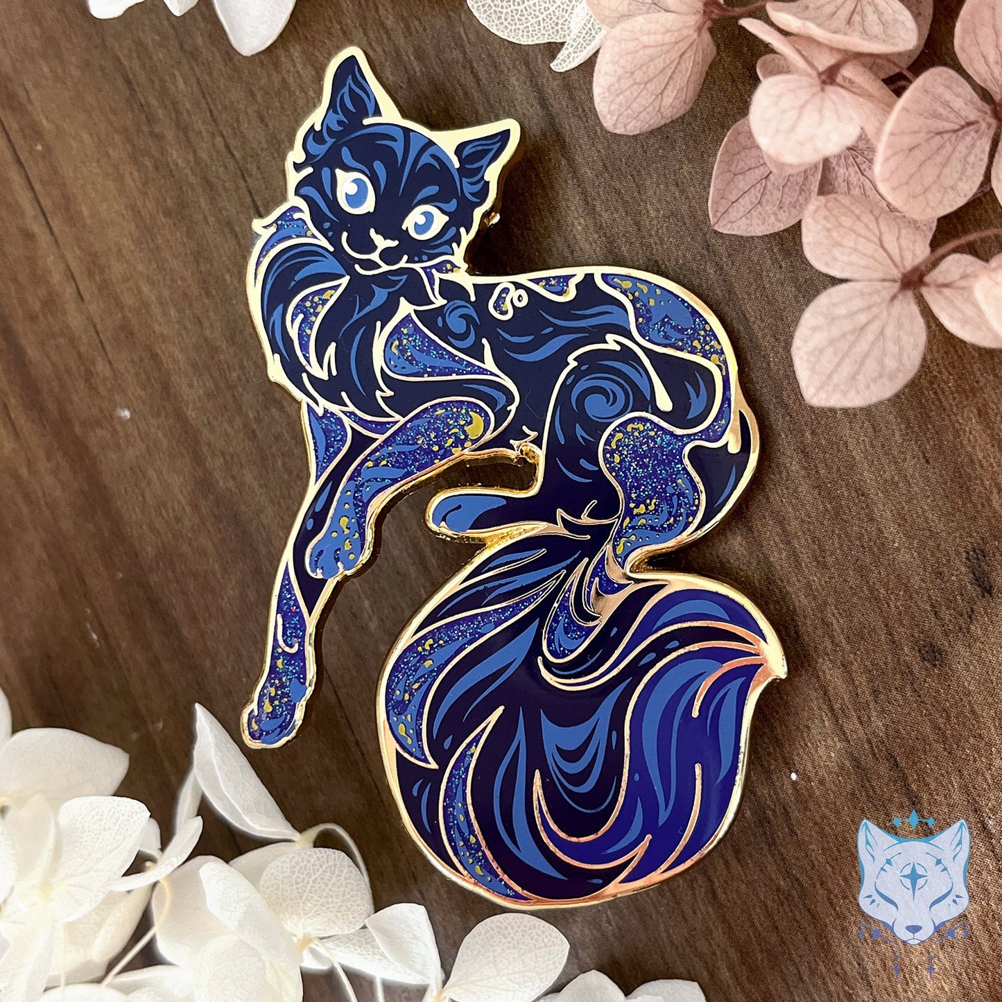 Earth Night Cat Planet Pin - 65mm / 2.55" Space Cat enamel pin