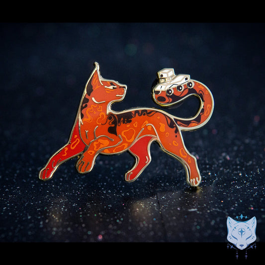 Mars & Rover Cat Planet Pin - 50mm / 1.96" Space Cat enamel pin