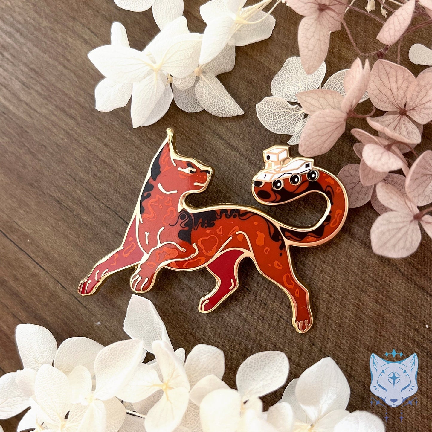 Mars & Rover Cat Planet Pin - 50mm / 1.96" Space Cat enamel pin
