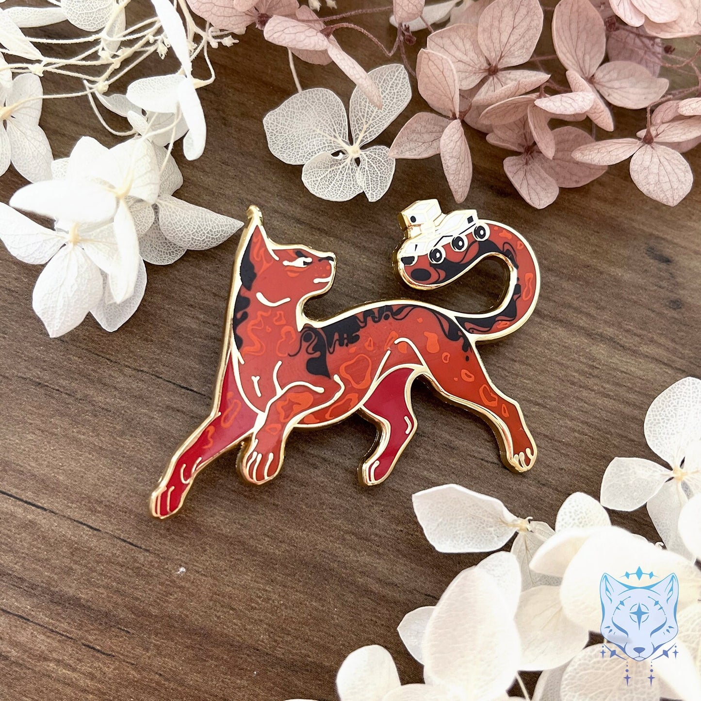 Mars & Rover Cat Planet Pin - 50mm / 1.96" Space Cat enamel pin