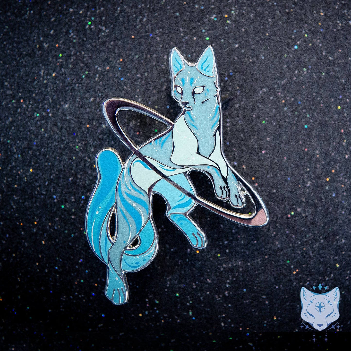 Uranus Cat Planet Pin - 65mm / 2.55" Space Cat enamel pin