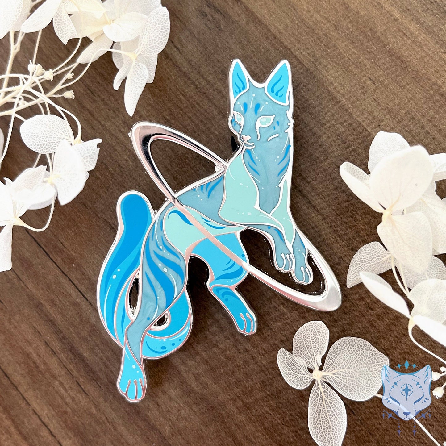 Uranus Cat Planet Pin - 65mm / 2.55" Space Cat enamel pin