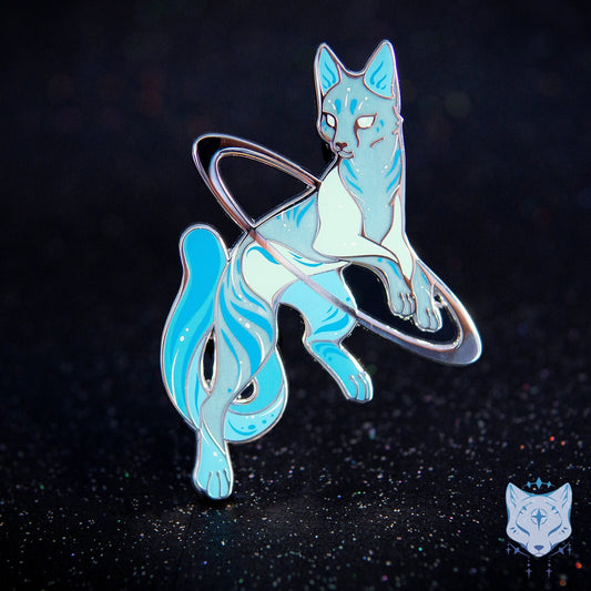 Uranus Cat Planet Pin - 65mm / 2.55" Space Cat enamel pin