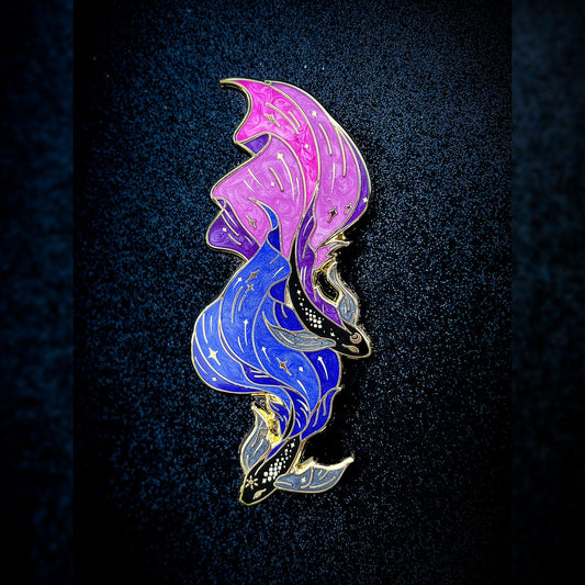 MilkyWay Midnight Koi Pin - 3.5" Pearlescent & screen-printed space pins (seconds grade)
