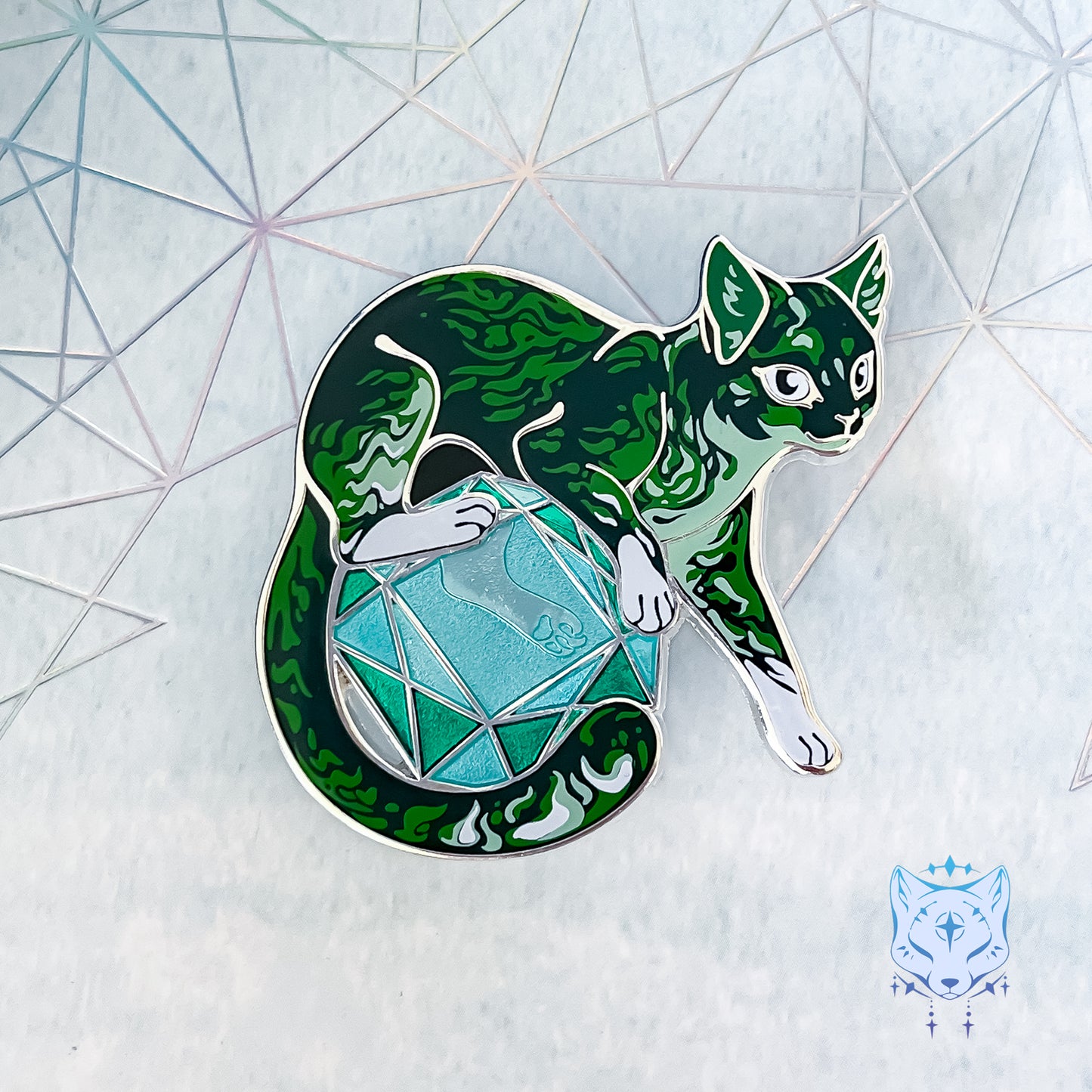 Emerald Cat - May Birthstone Pin