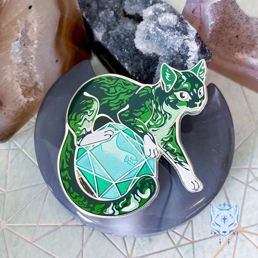 Emerald Cat - May Birthstone Pin