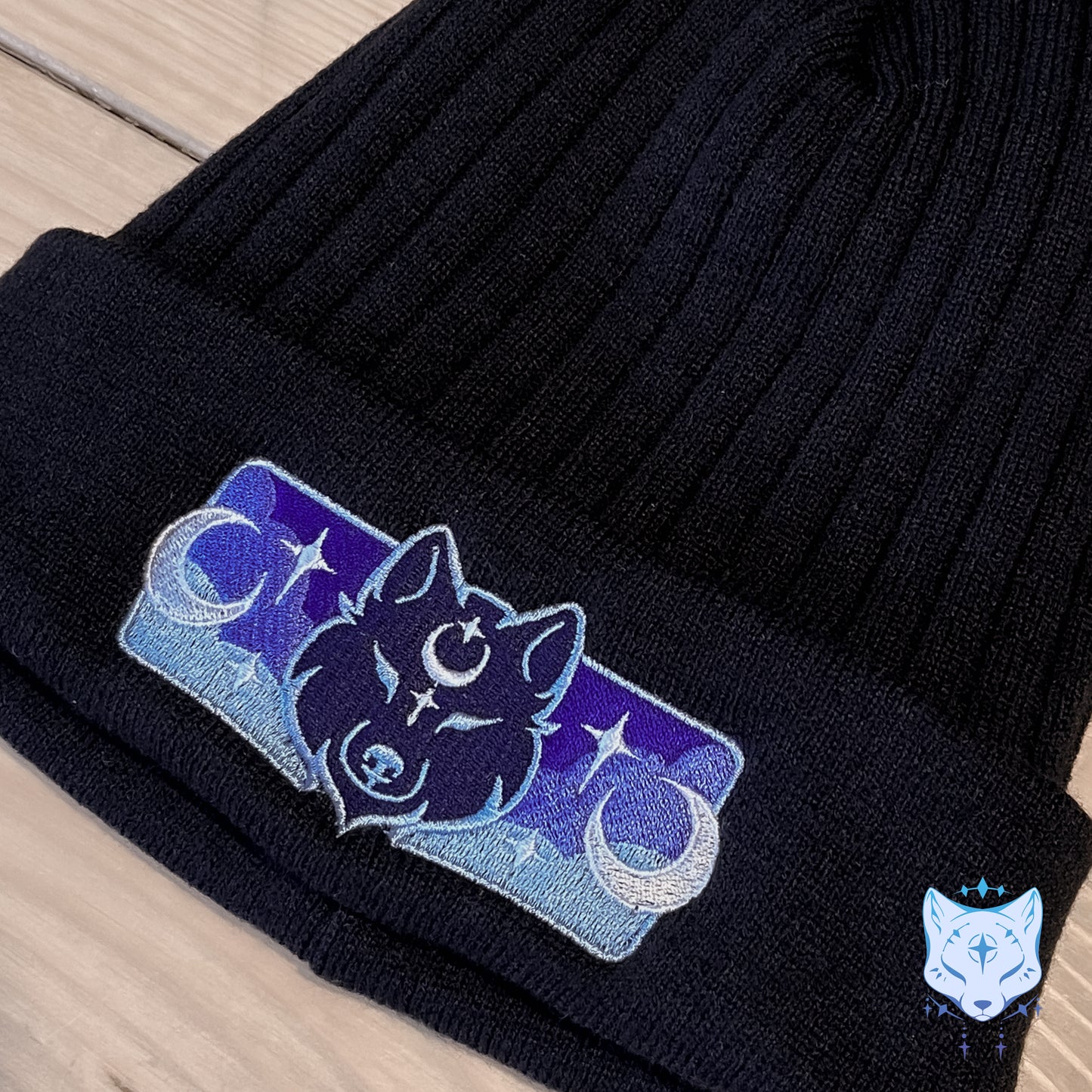 Lunar Wolf Embroidered Beanie