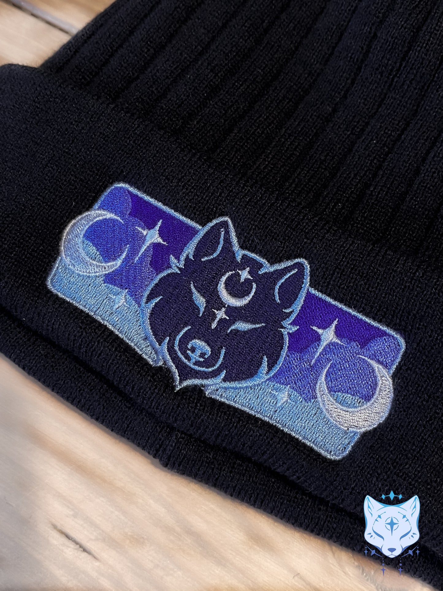 Lunar Wolf Embroidered Beanie