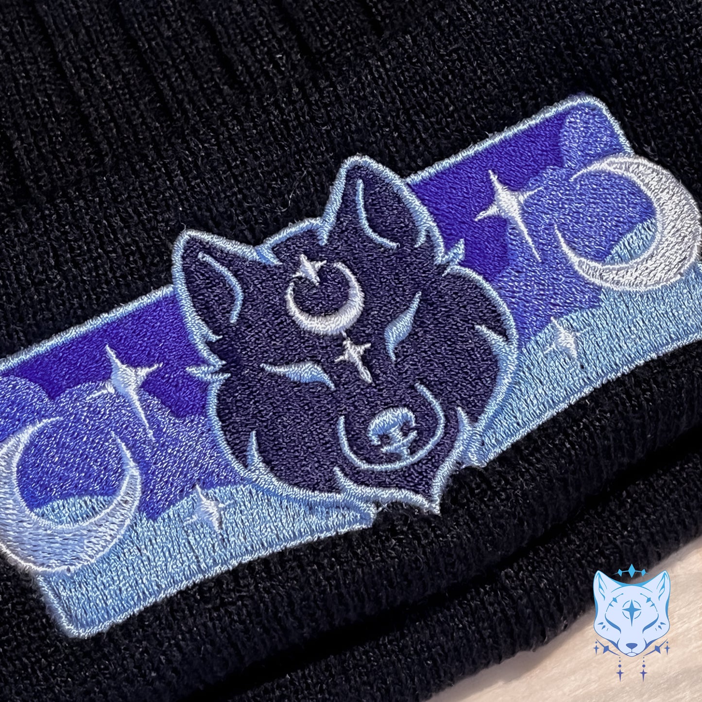 Lunar Wolf Embroidered Beanie