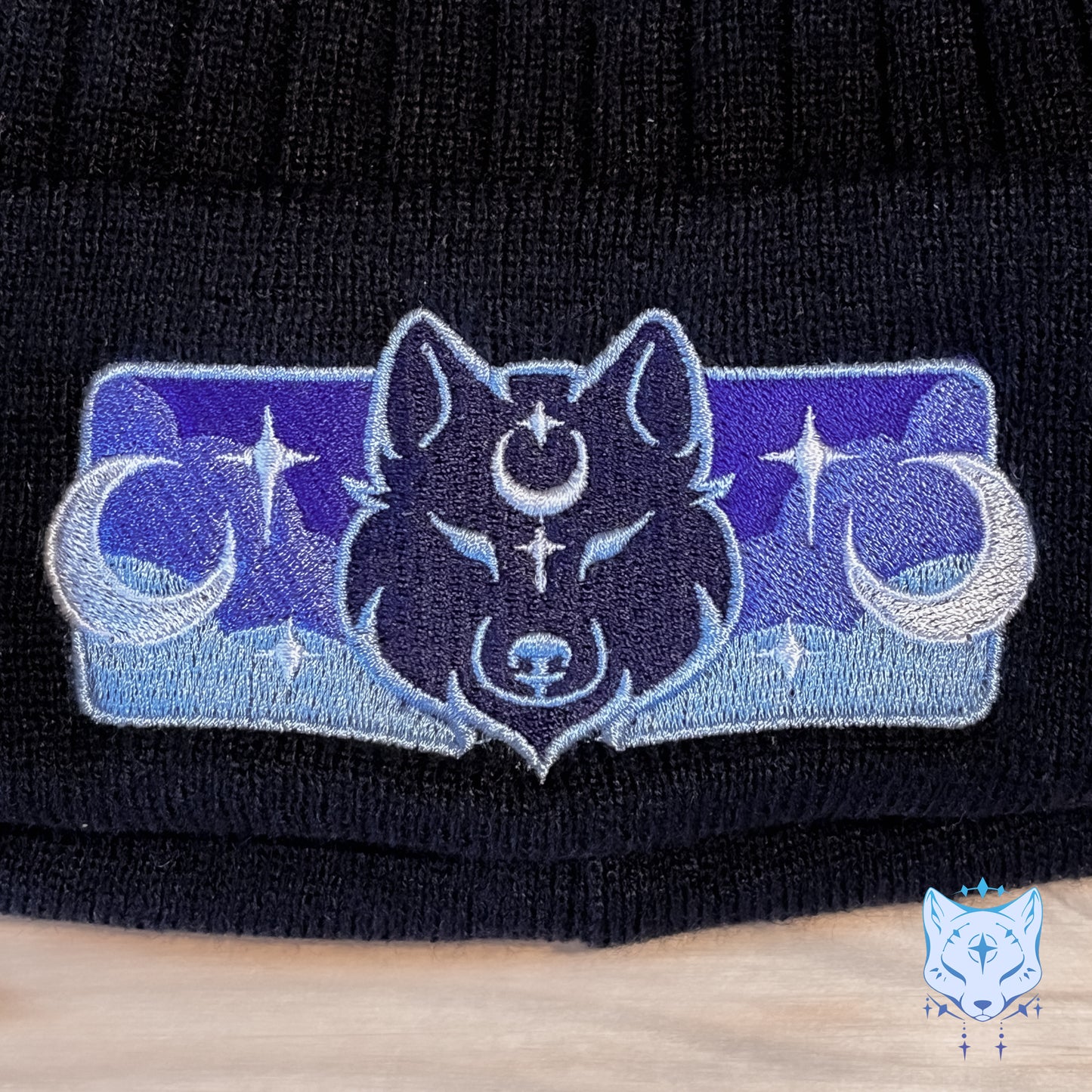 Lunar Wolf Embroidered Beanie