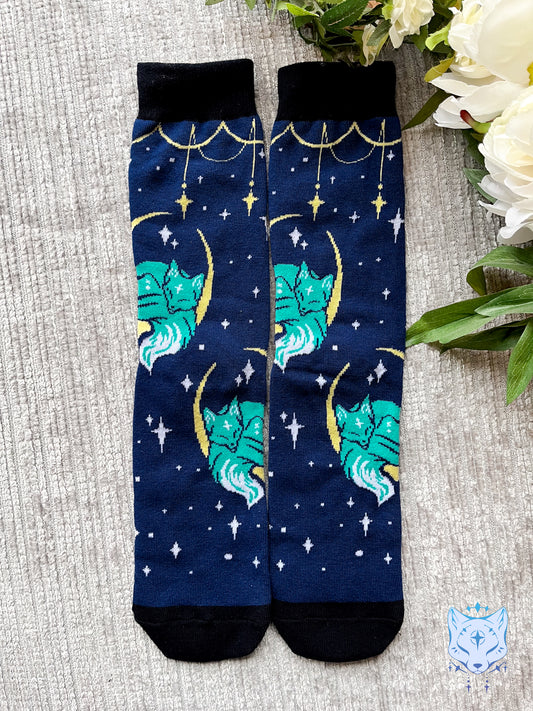 Sleeping Moon Fox Socks