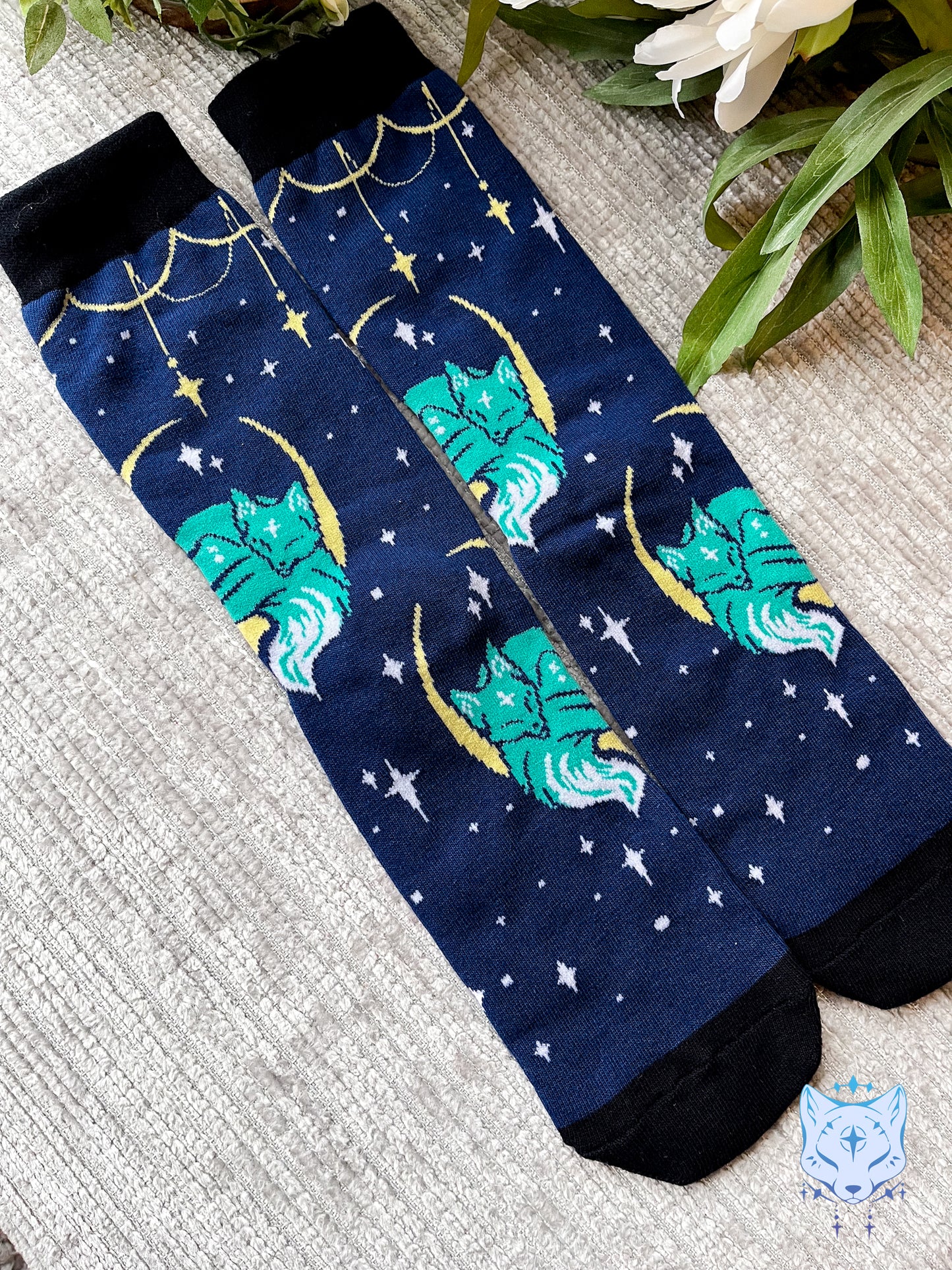 Sleeping Moon Fox Socks