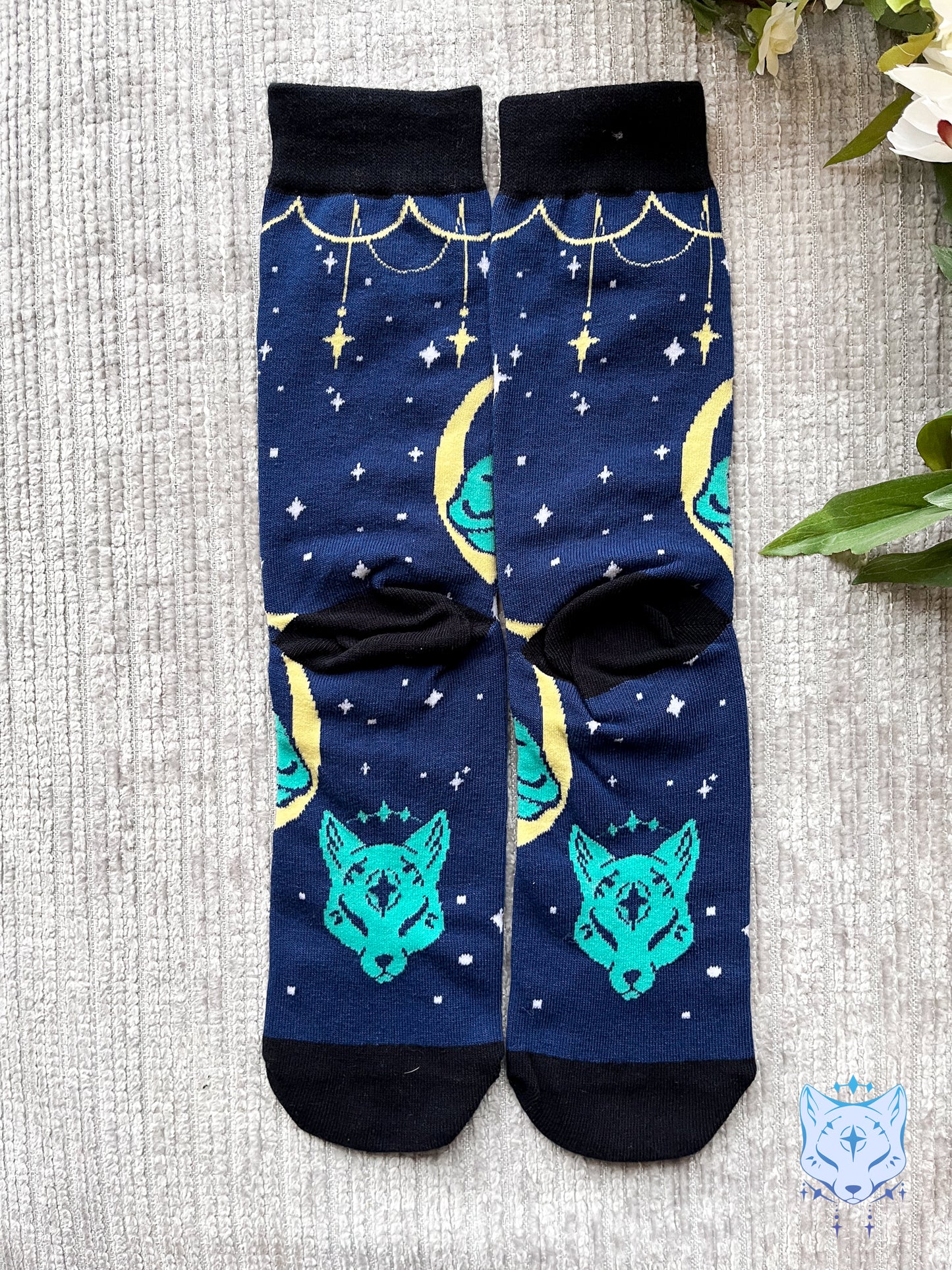 Sleeping Moon Fox Socks