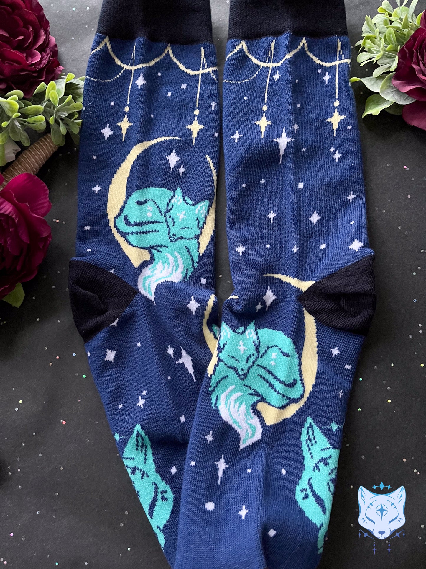 Sleeping Moon Fox Socks