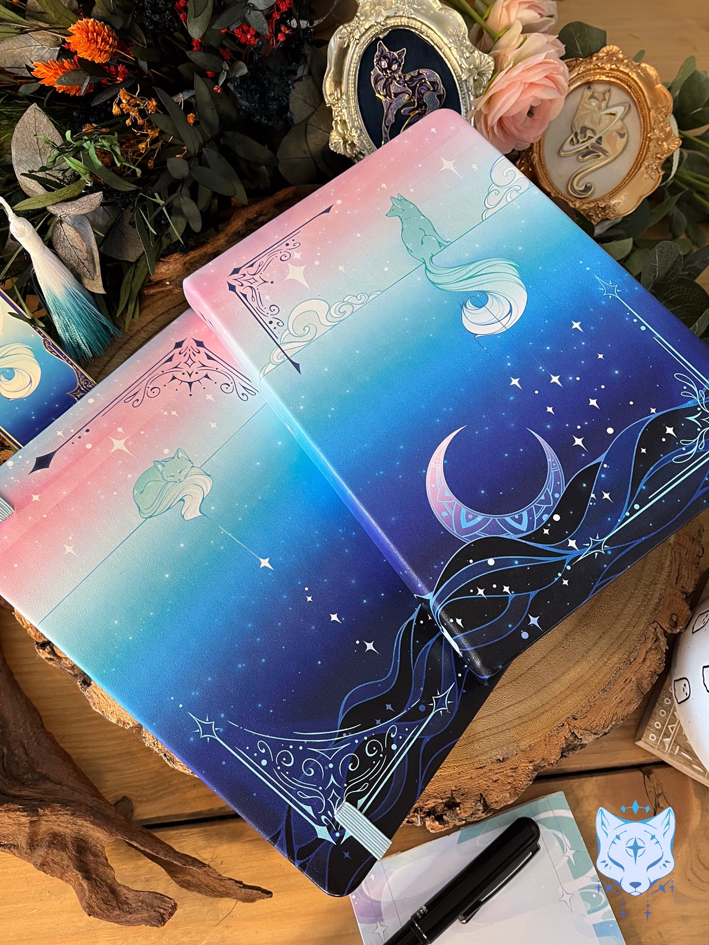 Celestial Fox Hardback PU Leather Notebook