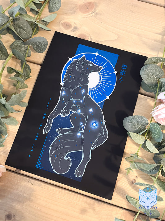 Lupus - A4 or A5 Blue Foil Print