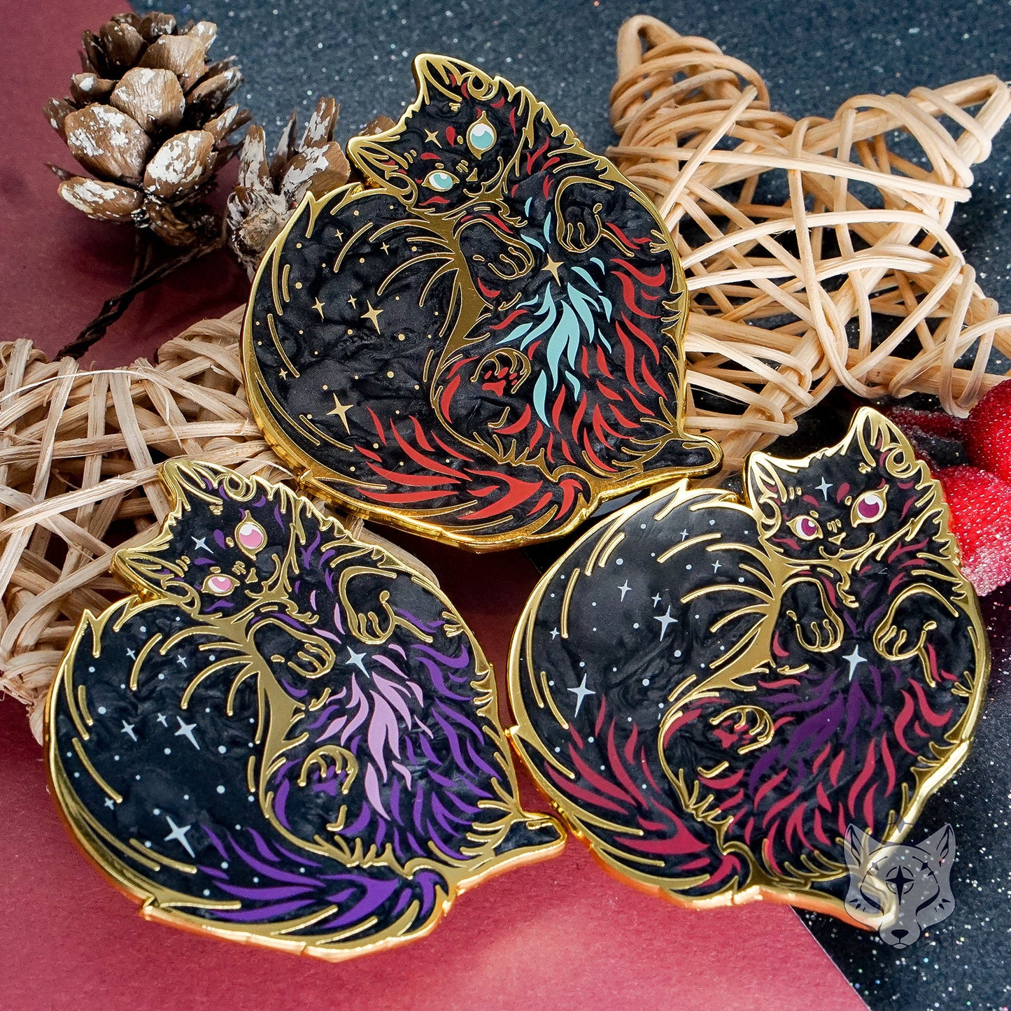 Soul Nebula Cat Enamel Pin: Pearlescent Purple Space Kitty