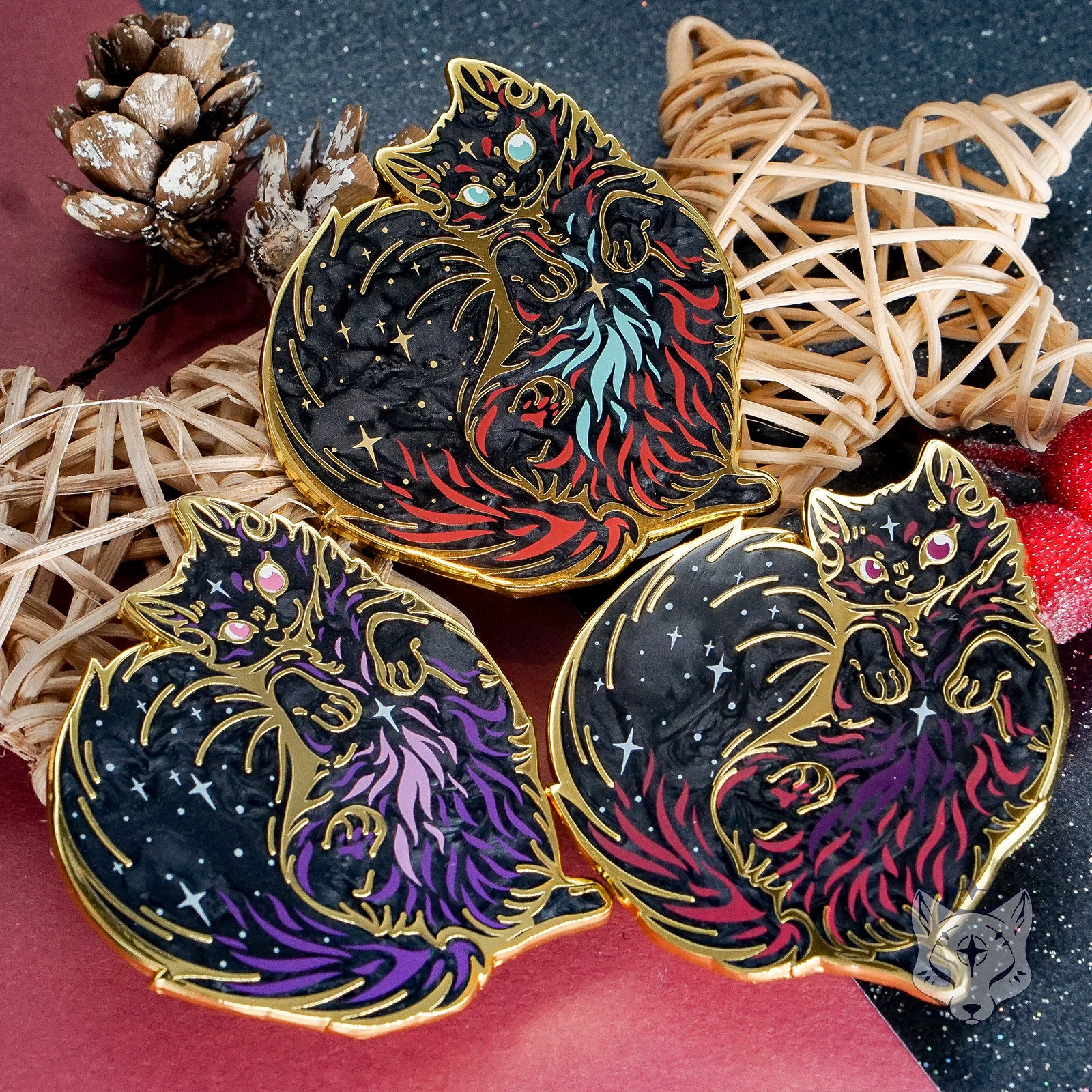 Soul Nebula Cat Enamel Pin: Pearlescent Purple Space Kitty