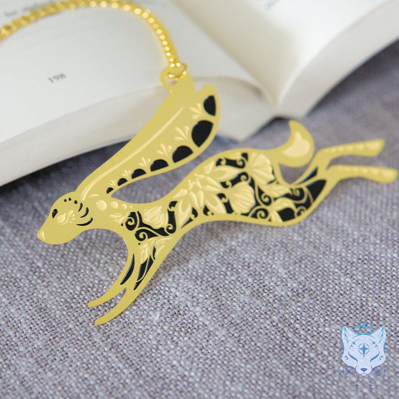 Floral Rabbit Metal Bookmark