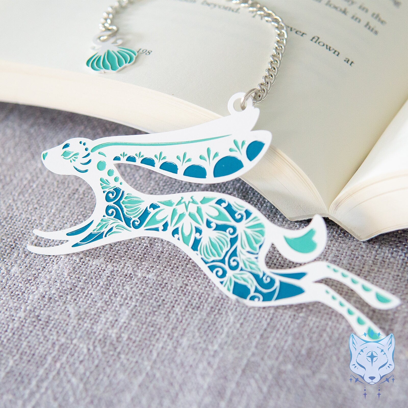 Floral Jade Rabbit Metal Bookmark