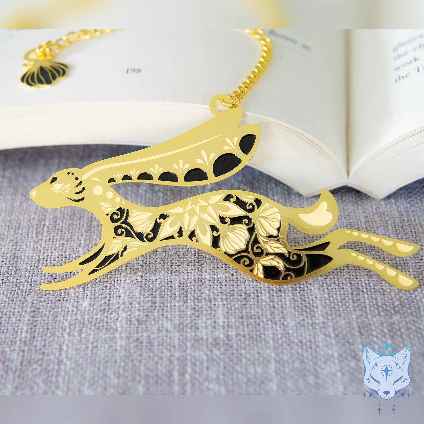 Floral Rabbit Metal Bookmark