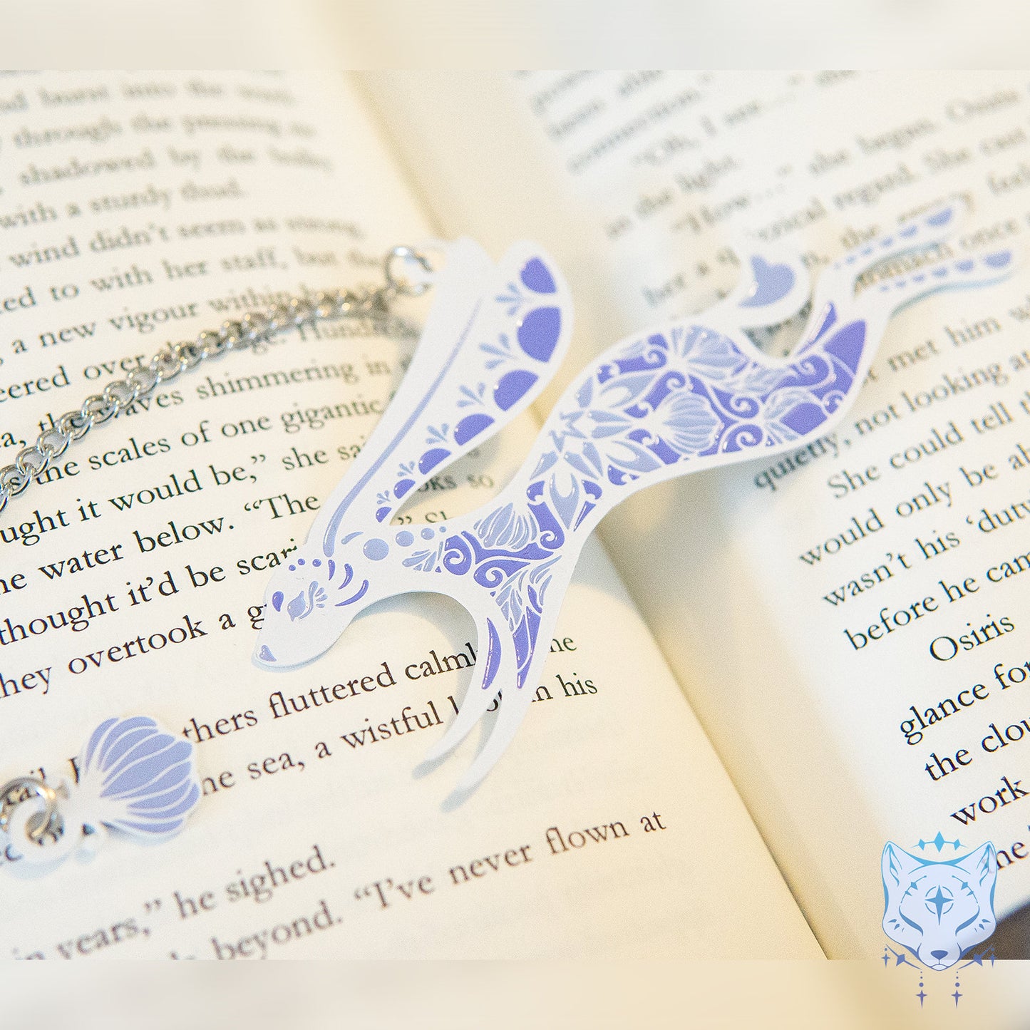 Floral Lavendar Rabbit Metal Bookmark