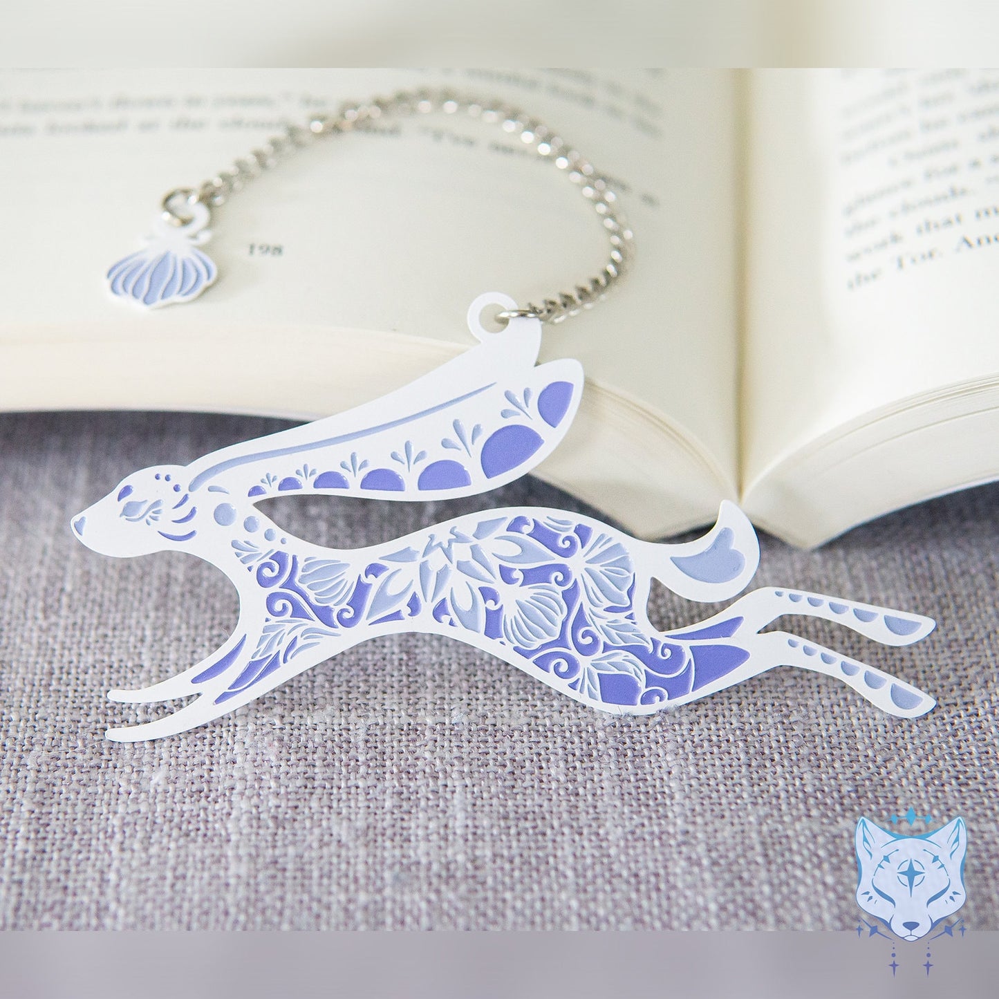 Floral Lavendar Rabbit Metal Bookmark