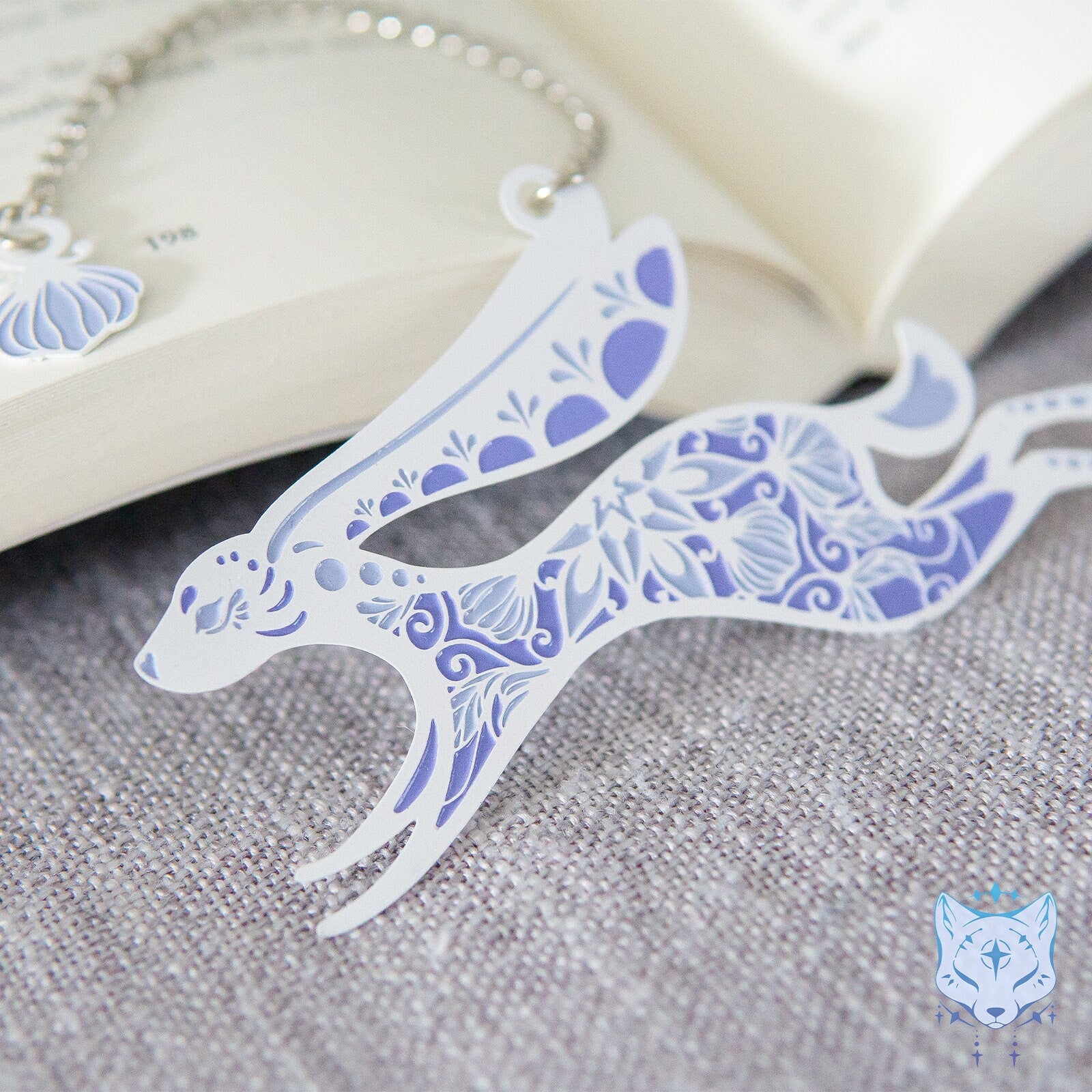 Floral Lavendar Rabbit Metal Bookmark