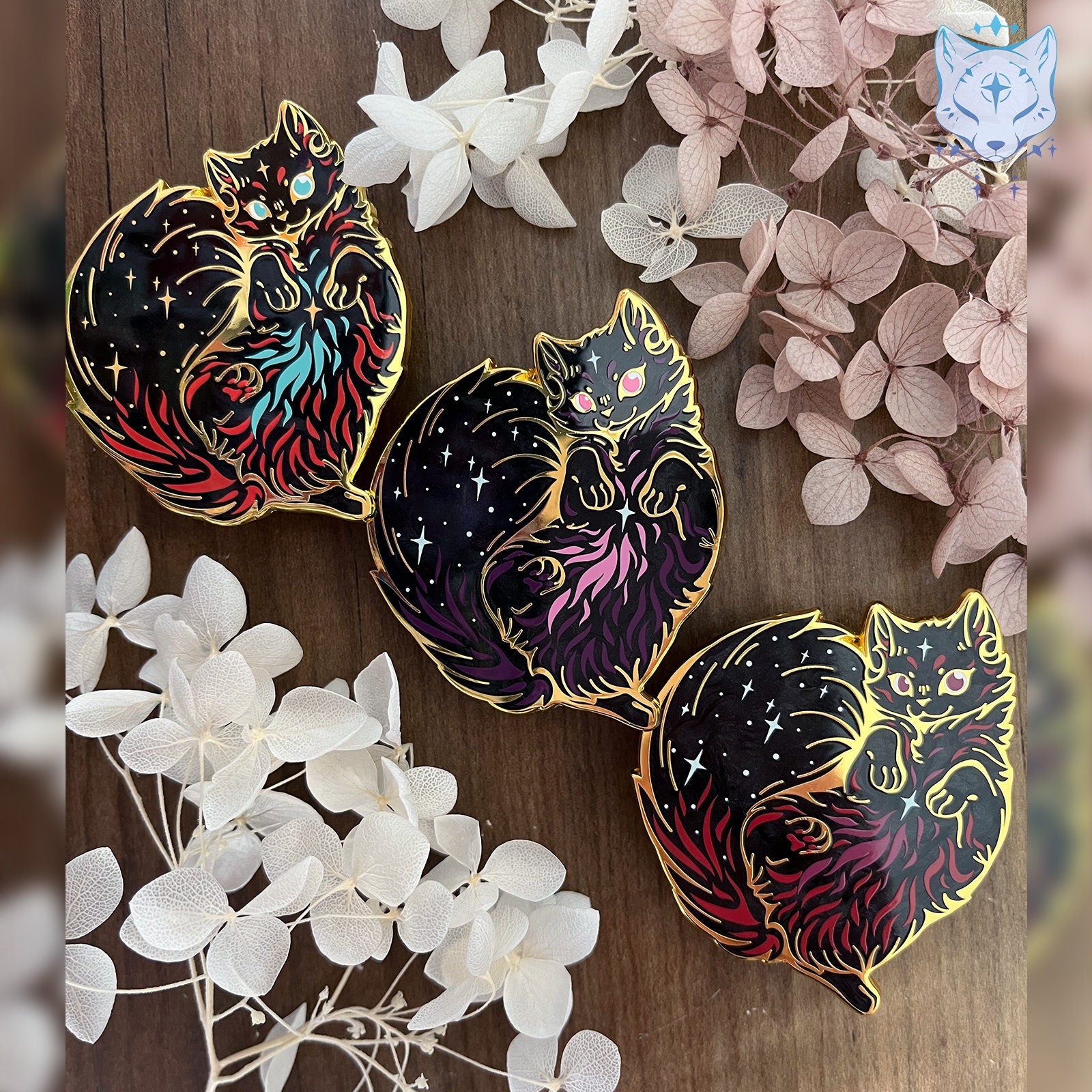 Soul Nebula Cat Enamel Pin: Pearlescent Purple Space Kitty