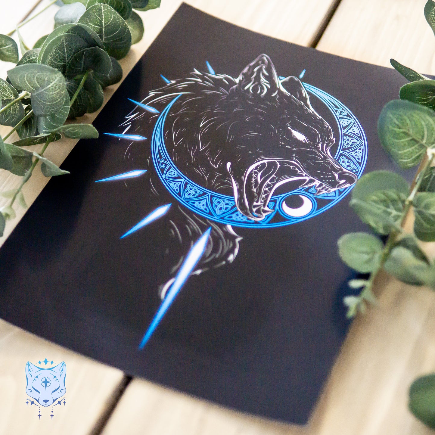 Devour the Moon - A4 Hati Blue Foil Print